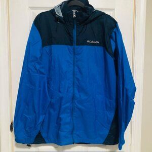 Columbia Jacket Packable Large Blue Full Zip Hooded  Glennaker Lake Rain Jacket